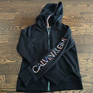 Girls Calvin Klein Large zip up hoodie 12/14